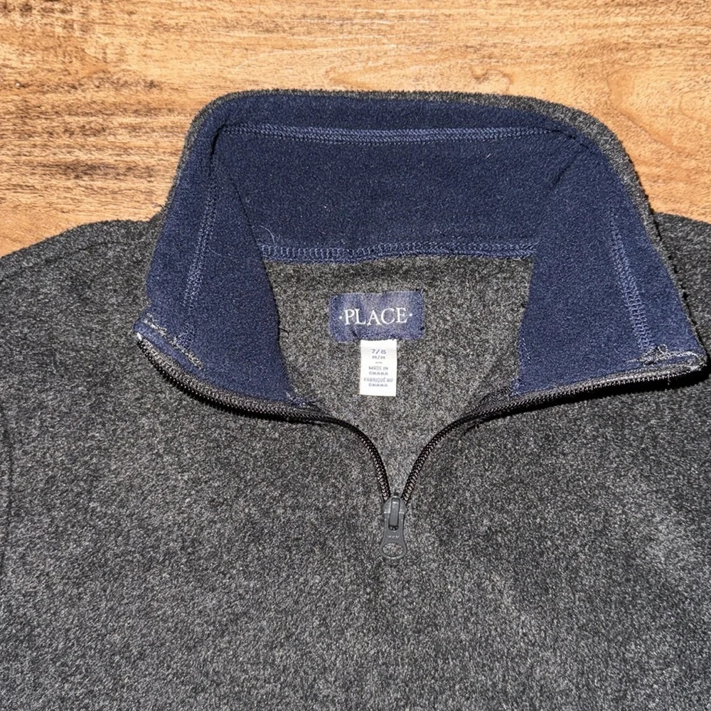 Dark Grey quarter zip soft fleece size 7/8 - Picture 2 of 2